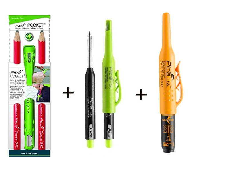 Marqueur/crayon PICASET - Pocket 505/01 2 Crayons Avec Taille-crayon + 3030 Crayon De Marquage à Sec + 150/46 Stylo Marqueur à Trous Profonds 3 Marqueur/crayon PICASET - Pocket 505/01 2 Crayons Avec Taille-crayon + 3030 Crayon De Marquage à Sec + 150/46 Stylo Marqueur à Trous Profonds