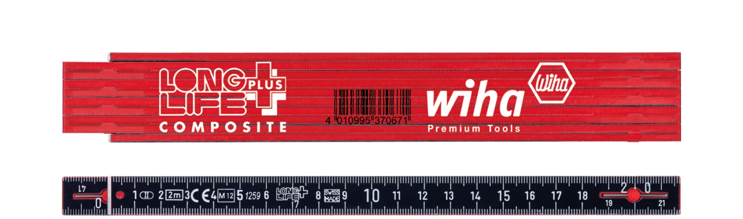 Wiha Mètre Pliant Règle Pliante LongLife® Plus Composite 2 M Métrique, 10 Pièces (37067) Rouge/noir 3 Wiha Mètre Pliant Règle Pliante LongLife® Plus Composite 2 M Métrique, 10 Pièces (37067) Rouge/noir